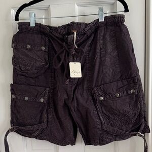 Free People Dark Brown Cargo Shorts